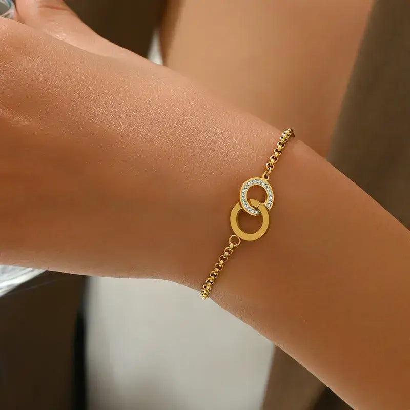 Trendy 14K gold plated rhinestone bracelet perfect for daily wear