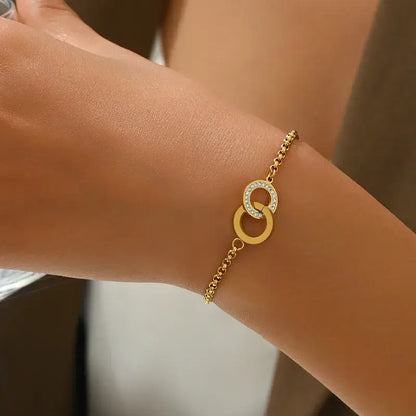 Trendy 14K gold plated rhinestone bracelet perfect for daily wear