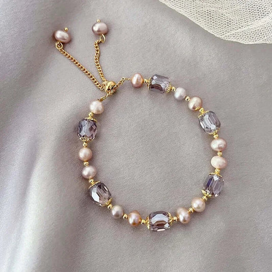 Pearl bracelet with round beads for women