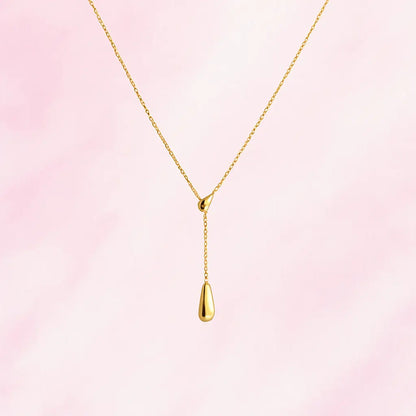 Gold Water Drop Pendant Necklace in titanium steel for women