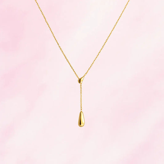 Gold Water Drop Pendant Necklace in titanium steel for women