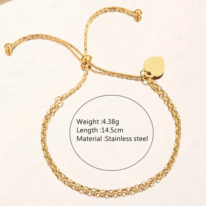 Classic 18K gold plated heart bracelet styled on model