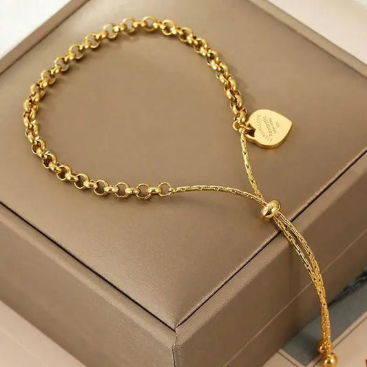 18K gold plated heart bracelet with elegant French design