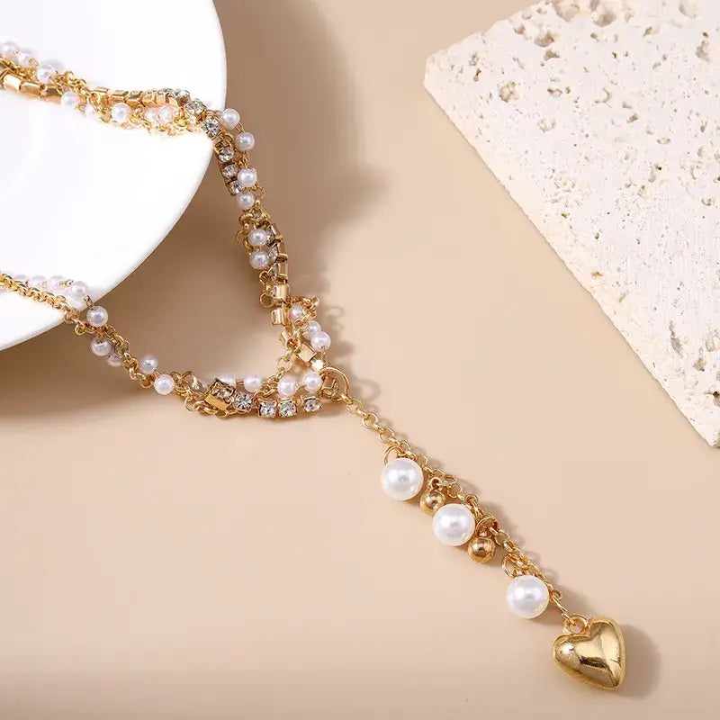 Bohemian heart necklace on a delicate chain for women