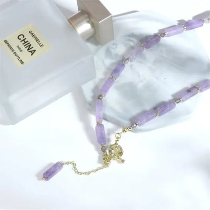 Handmade 18K gold plated necklace styled on model