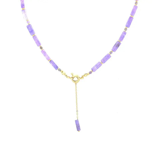 18K gold plated handmade necklace with natural stone beads