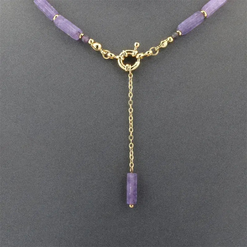 Minimalist 18K gold plated handmade necklace close-up view