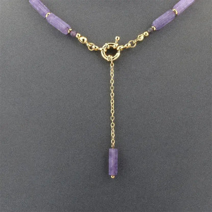 Minimalist 18K gold plated handmade necklace close-up view