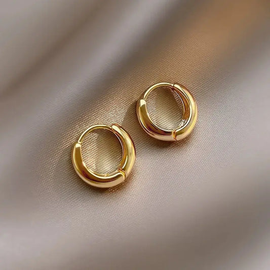 Women's 18K gold earrings polished stainless steel finish