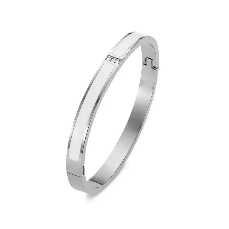 Minimalist Classic Alloy Rhinestone Bangle photographed in natural light