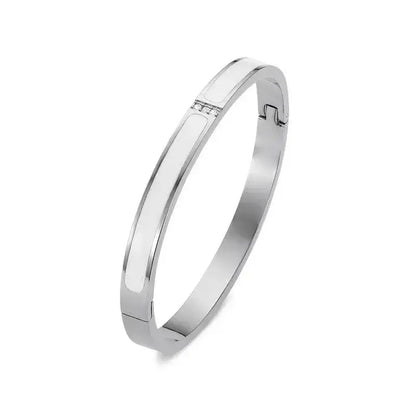 Minimalist Classic Alloy Rhinestone Bangle photographed in natural light
