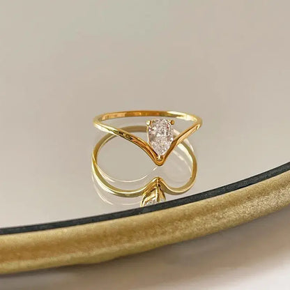 Minimal zircon titanium ring on hand – sleek solid color women’s jewelry
