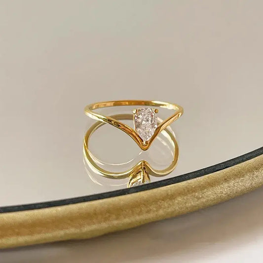 Minimal zircon titanium ring on hand – sleek solid color women’s jewelry