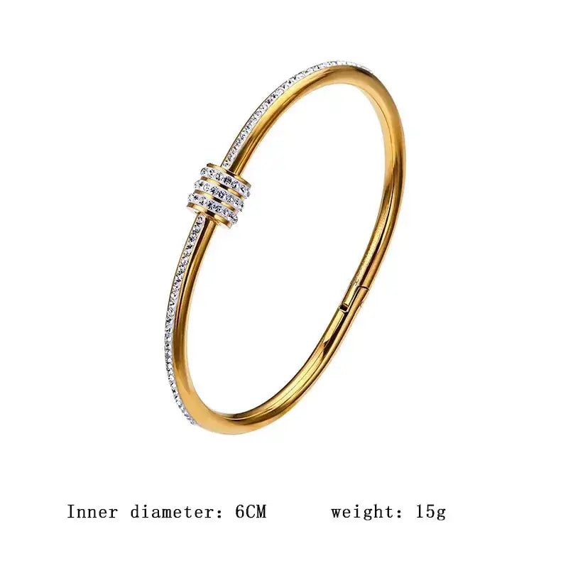 Side view of Simple Round Titanium Steel Bangle highlighting smooth finish