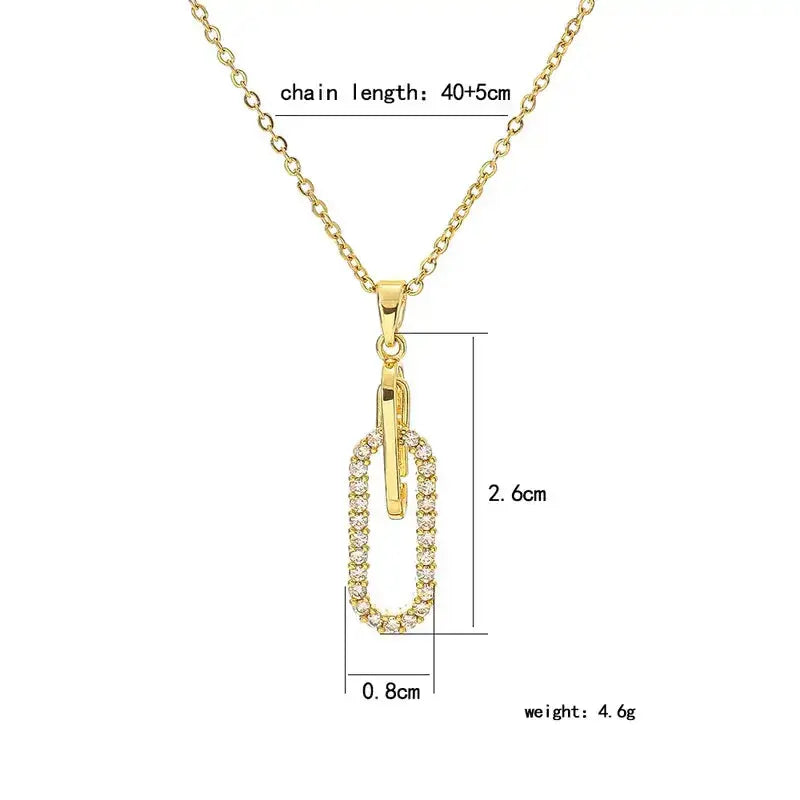 Gold-plated Paper Clip Pendant Necklace perfect for gifting