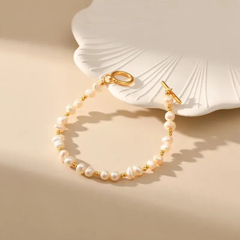 Close-up of 18K gold-plated bracelet showing bead details