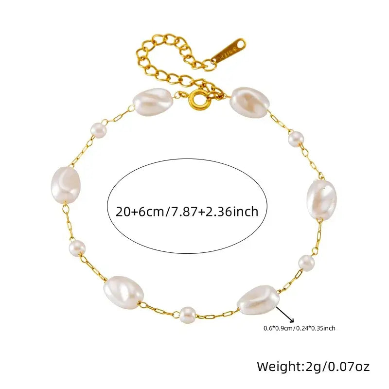 Stainless steel pearl bracelet styled with casual and formal outfits
