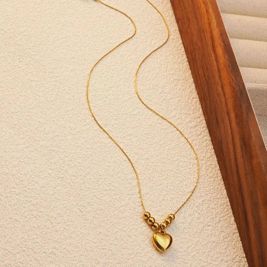 Gold heart pendant necklace with 18K gold plated stainless steel chain
