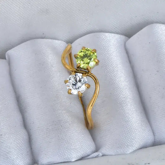 Titanium steel rings with solid color and zircon accents