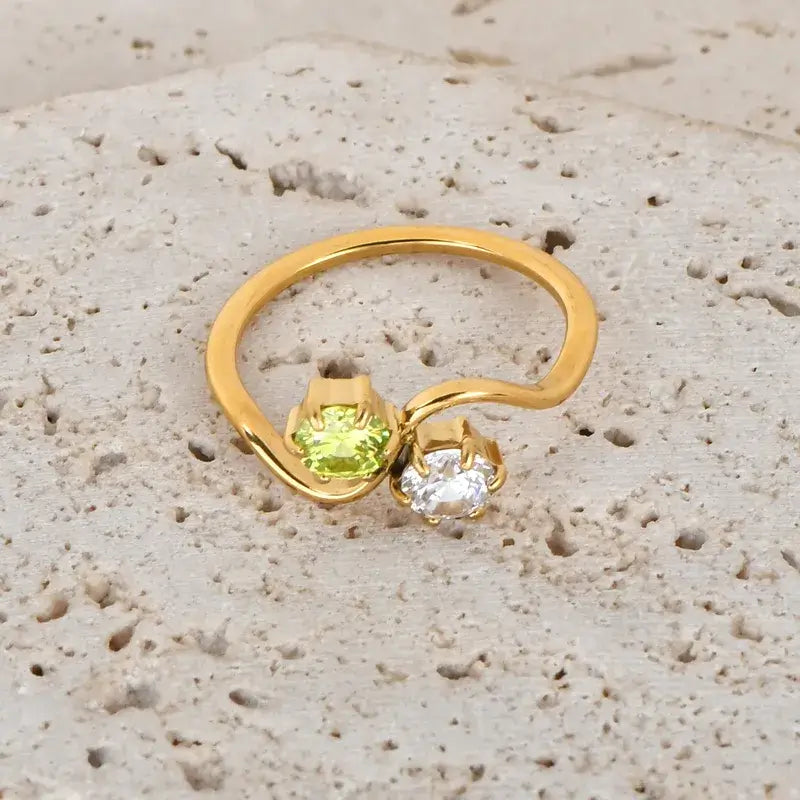 Titanium Steel Rings – Solid Color with Zircon & 18K Gold Plating Neckella