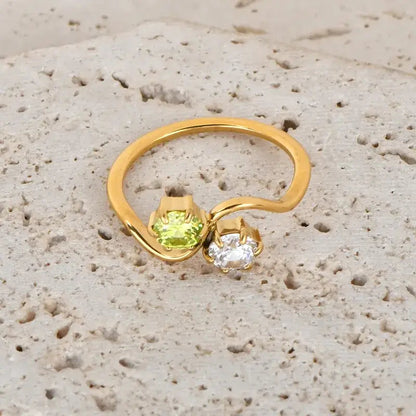 Titanium Steel Rings – Solid Color with Zircon & 18K Gold Plating Neckella