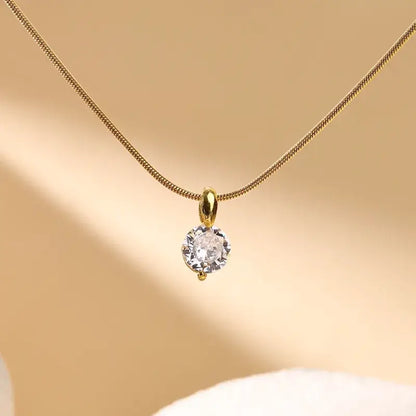 Zircon gold-plated necklace with 18K stainless steel pendant