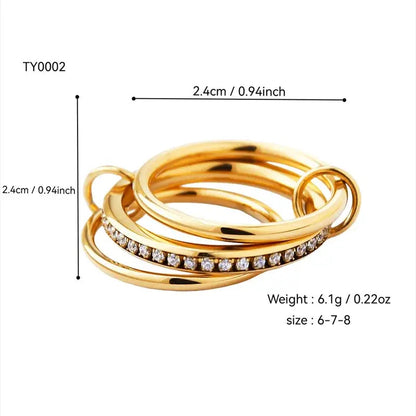 Stainless Steel Rings – Round 18K Gold Plated Elegant Design Neckella