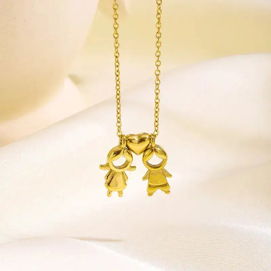 Gold Pendant Necklace on white background