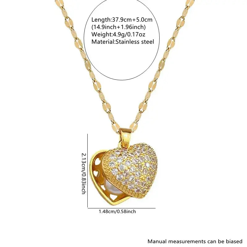 Gold Heart Pendant Necklace with Acrylic Charm – 18K Gold Plated Neckella