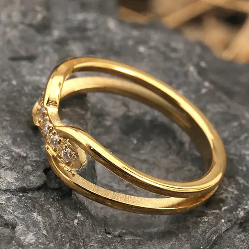 18K gold plated stainless steel ring styled with casual outfit