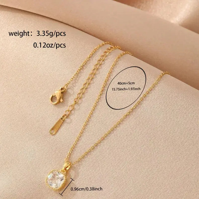 Square pendant necklace in elegant jewelry box packaging