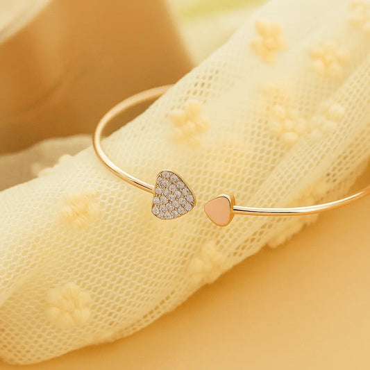Heart Artificial Rhinestones Alloy Bangles on white background