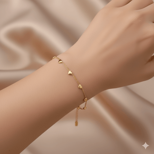 3D Peach Heart Love Jewelry Gold-Plated Titanium Steel Bracelet