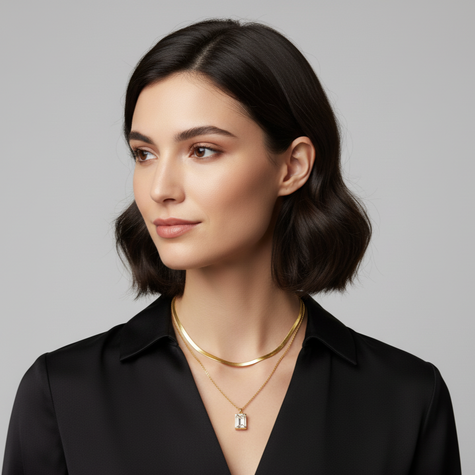 18K Gold U-Shape Pendant Necklace – Elegant Jewelry for Women Neckella