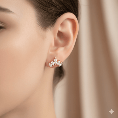 Gold-Plated Flower Ear Studs – Worn on Ear