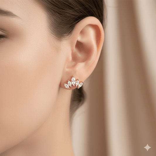 Gold-Plated Flower Ear Studs – Worn on Ear