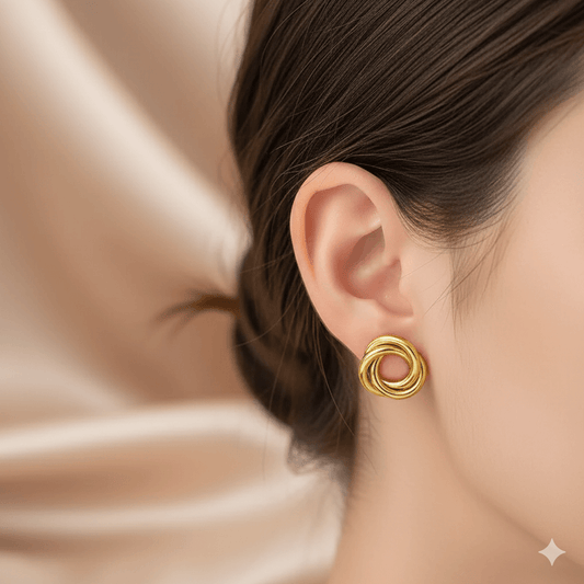 Gold-Plated Drop Earrings – Worn on Ear