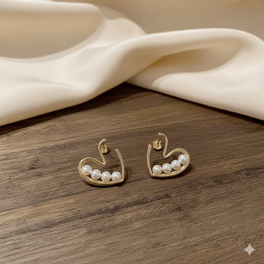 Elegant Heart Bow Knot Earrings – Side View