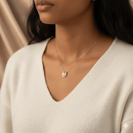 Elegant 18K Gold-Plated Pendant Necklace – Side View