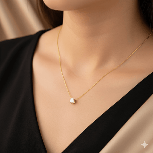 18K Gold-Plated Elegant Pendant Necklace – Front View