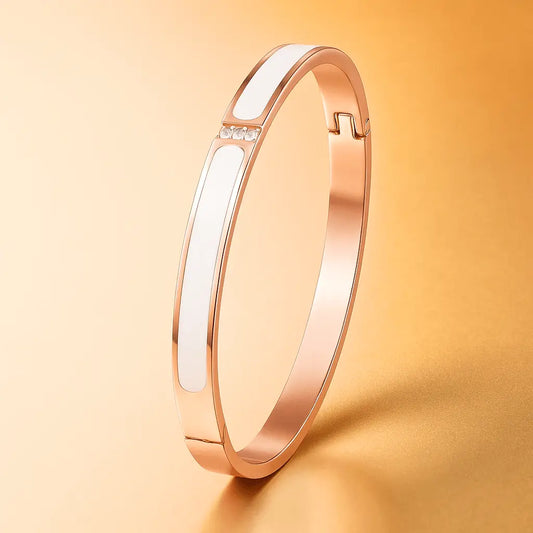 Classic Alloy Rhinestone Bangle on white background