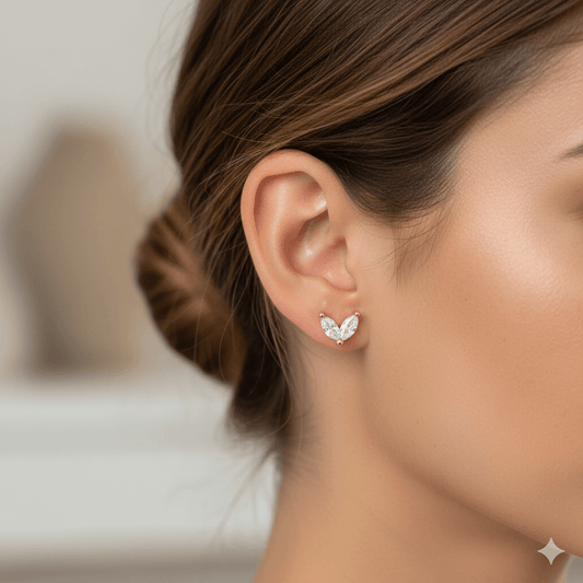 Gold Plated Ear StudsGold Plated Flower Ear Studs featuring delicate flower design with zircon inlay.