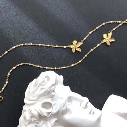 Gold-Plated Flower Pendant Necklace – Elegant 18K Stainless Steel