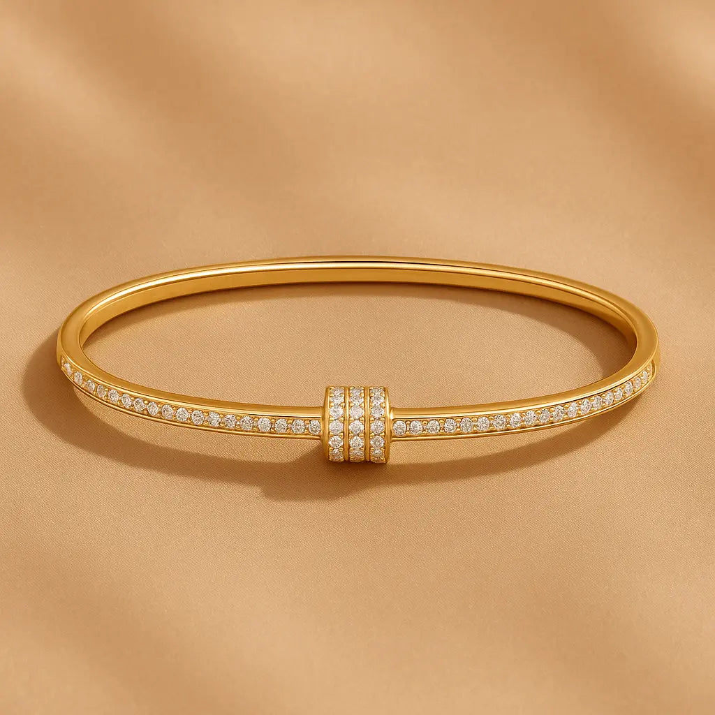 Simple Round Titanium Steel Bangle on white background