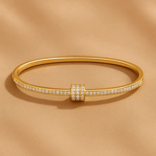Simple Round Titanium Steel Bangle on white background